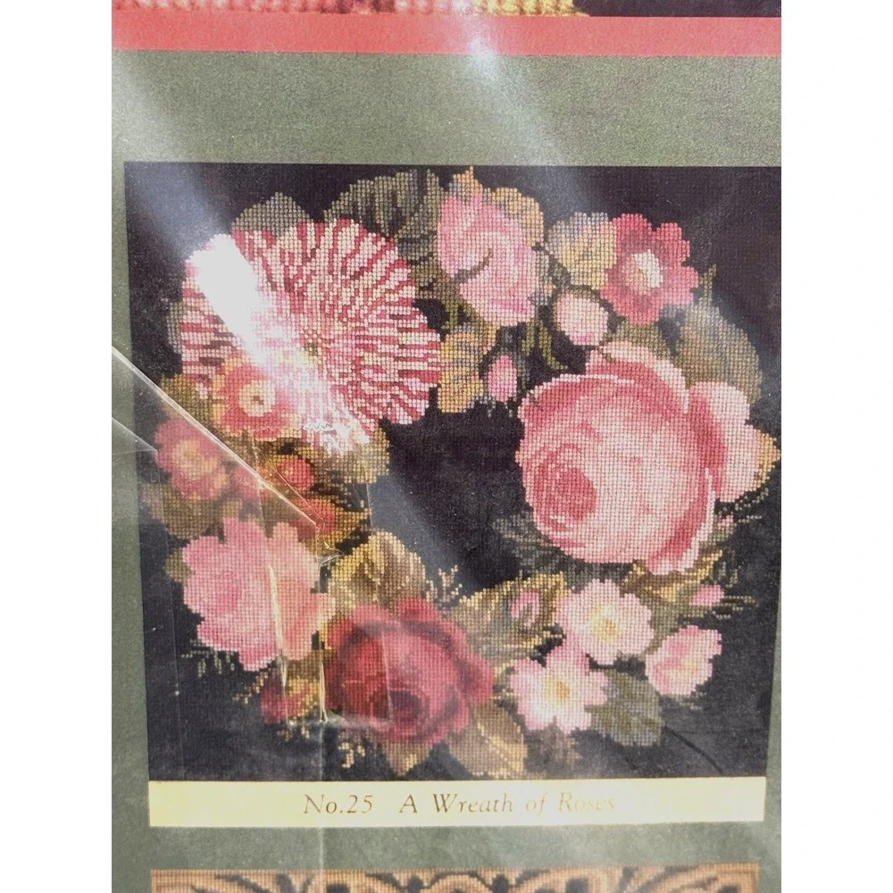 Elizabeth Bradley Needlework Kit Wreath of Roses Victorian Flowers Sealed NOS